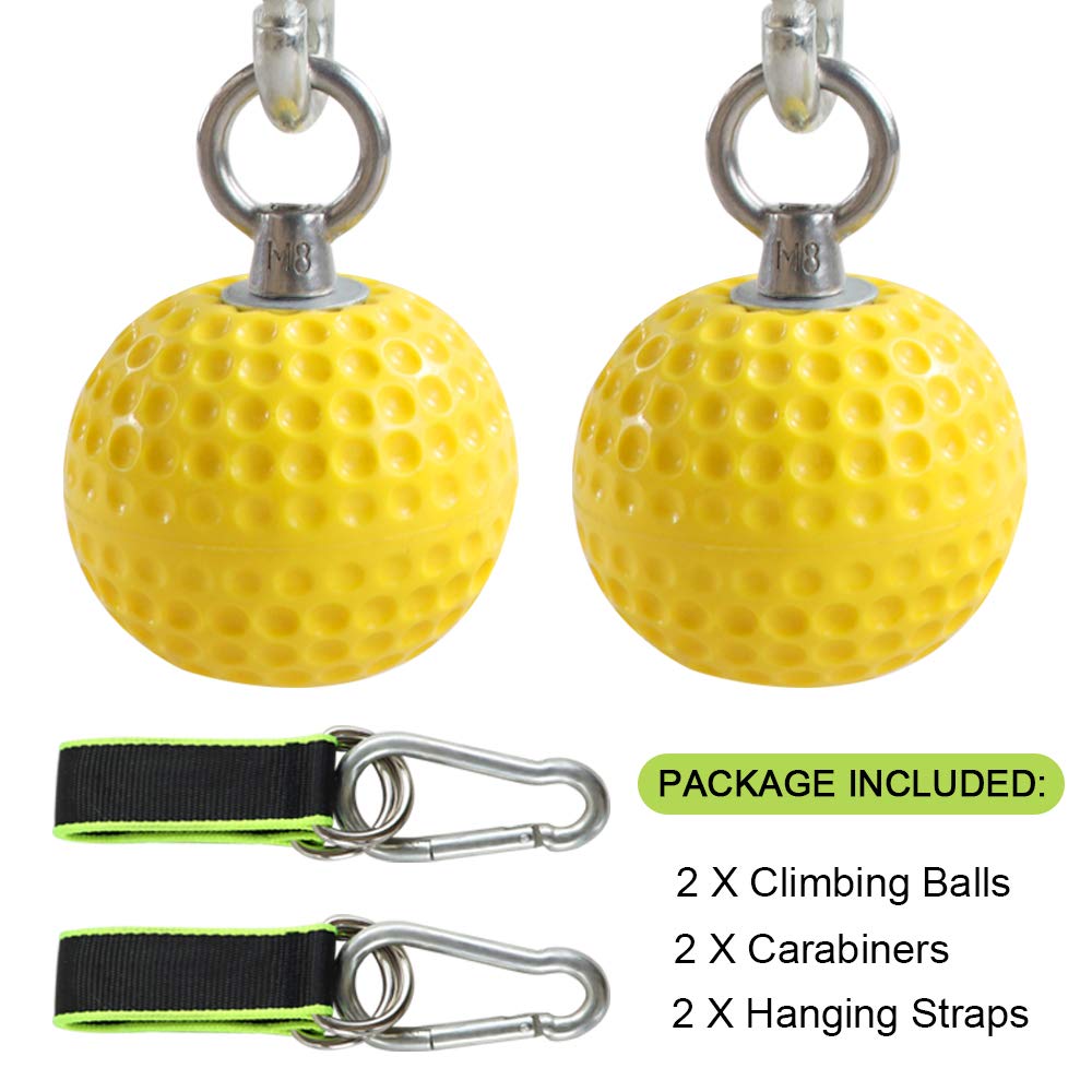 Climbing Pull Up Power Ball Hold Grips with Straps, Non-Slip Hand Grips Strength Trainer Exerciser for Bouldering, Pull-up, Kettlebells, Fitness, Workout