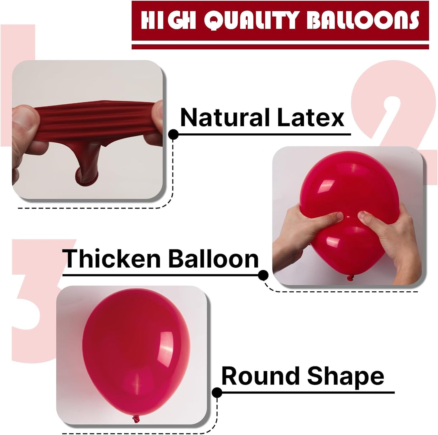 PartyWoo Maroon Balloons - 100 Pcs Dark Red Burgundy Arch Kit | Various Sizes for Graduation & Weddings