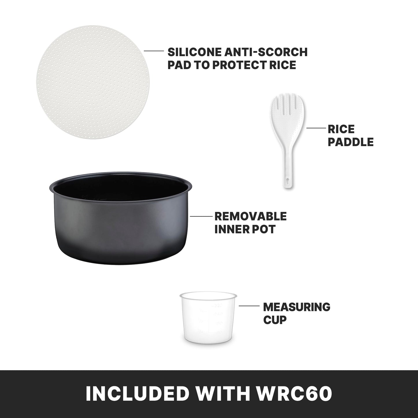 Waring Commercial Rice Cooker, 60-Cup Cooked (30-Cup Raw) Capacity, PFAS-Free Ceramic Inner Pot, Keeps Warm for 8 Hours, Double-Wall Stainless Steel Construction, Restaurants & Catering, WRC60