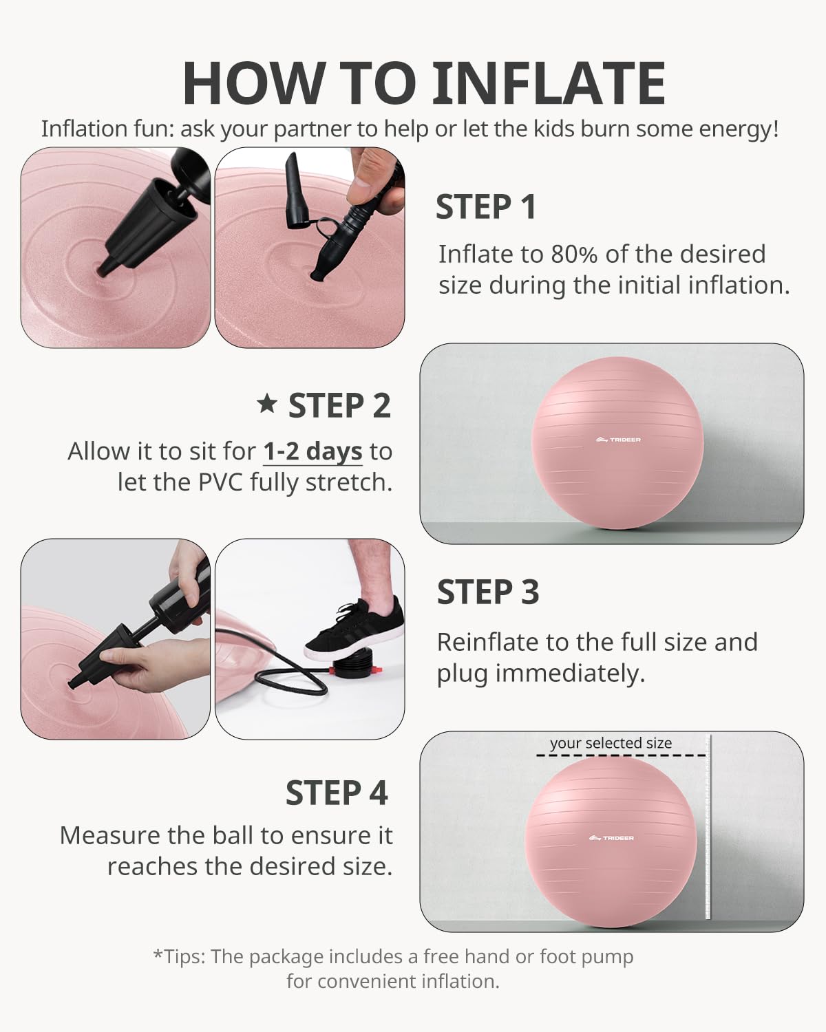 Trideer Exercise Ball Yoga Ball – Office Seating & Balance Ball Chair, Stability Ball for Pilates, Physical Therapy,Core Training & Balance Improvement & Stretching