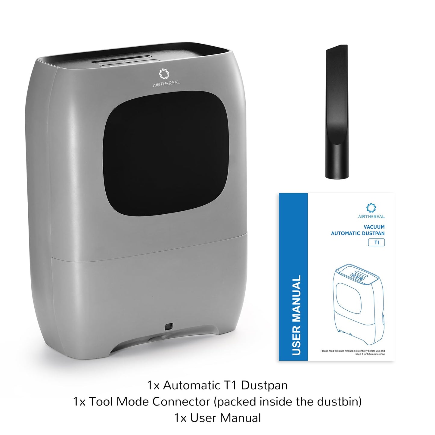 AIRTHEREAL T1 Touchless Vacuum Automatic Dustpan with 2 Operation Modes - Ultra Fast & Powerful Corded Canister Vacuum for Sweeping Salon, Pet Hair, Food, Dirt, Kitchen, 20Kpa 1500 Watt Max Suction