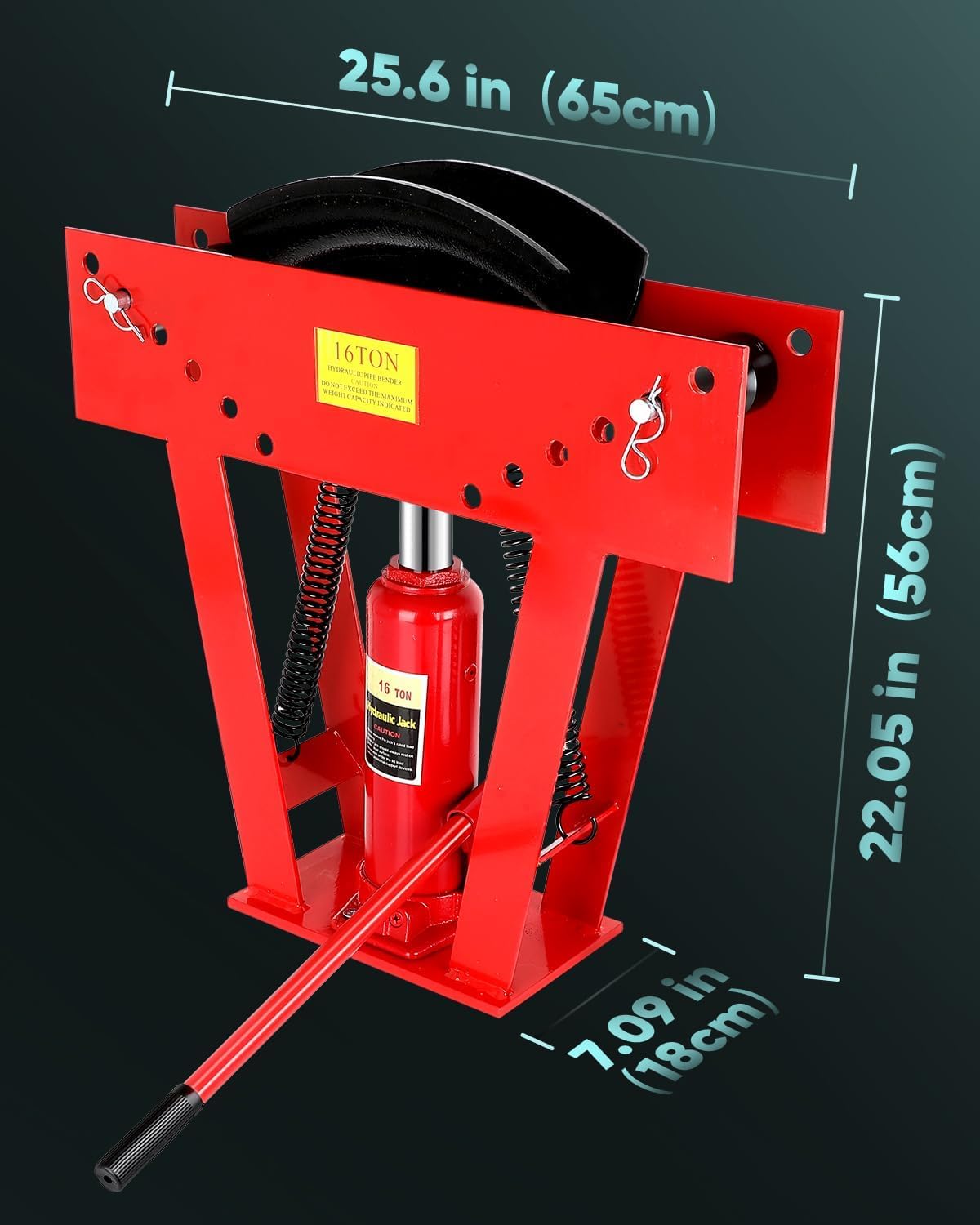 16 Ton Hydraulic Pipe Bender Manual Copper Tubing Bender Tool with 8 Dies (1/2",3/4",1",1-1/4",1-1/2",2",2.5", 3"), 90°-180° Adjustable Rollers Steel Iron Metal Ratcheting