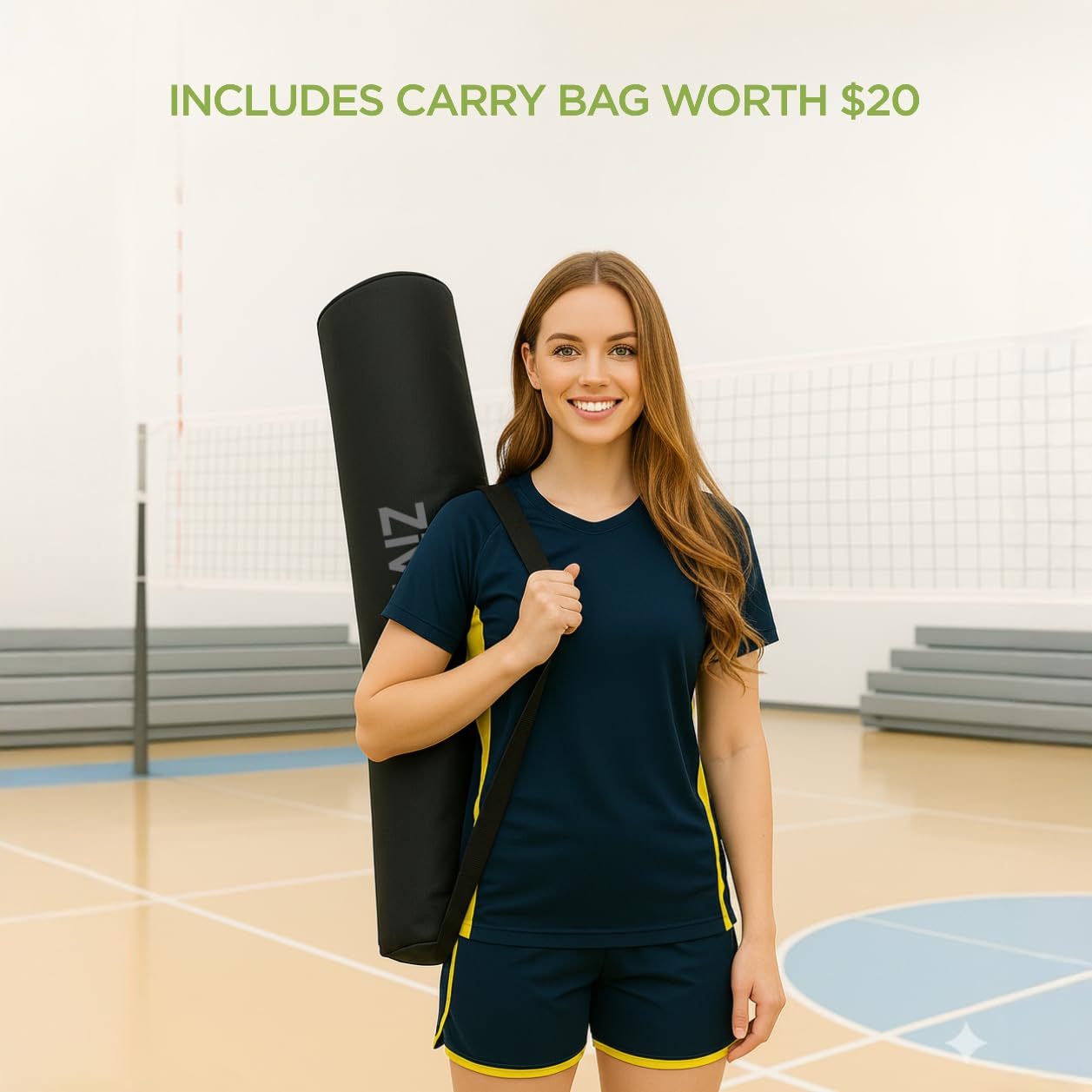 Volleyball Setter Training Net Volleyball Setting Trainer with Target Cloth Adjustable Height 7.5 to 11.5 ft Adjustable Angle for Indoor Outdoor Serving Spiking and Setting Practice Includes Carry Bag