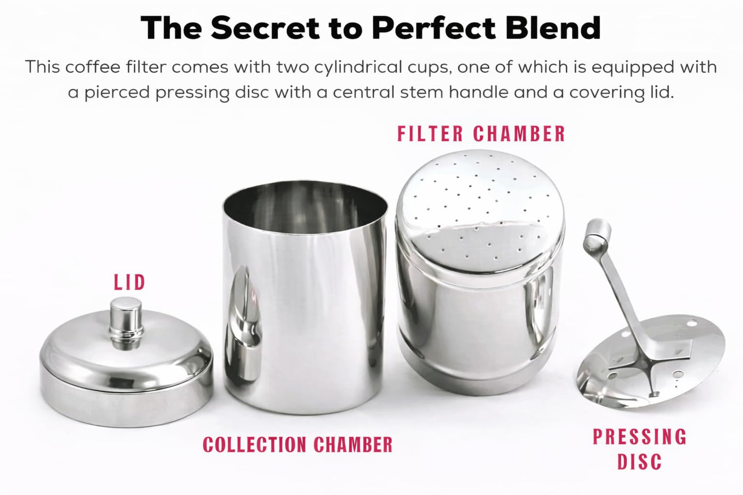 Raslok South Indian Coffee Maker | Convenient 5-6 Cup Coffee Maker | Decoction Maker Brewer Dripper,Stainless Steel Coffee Filter- 300ml