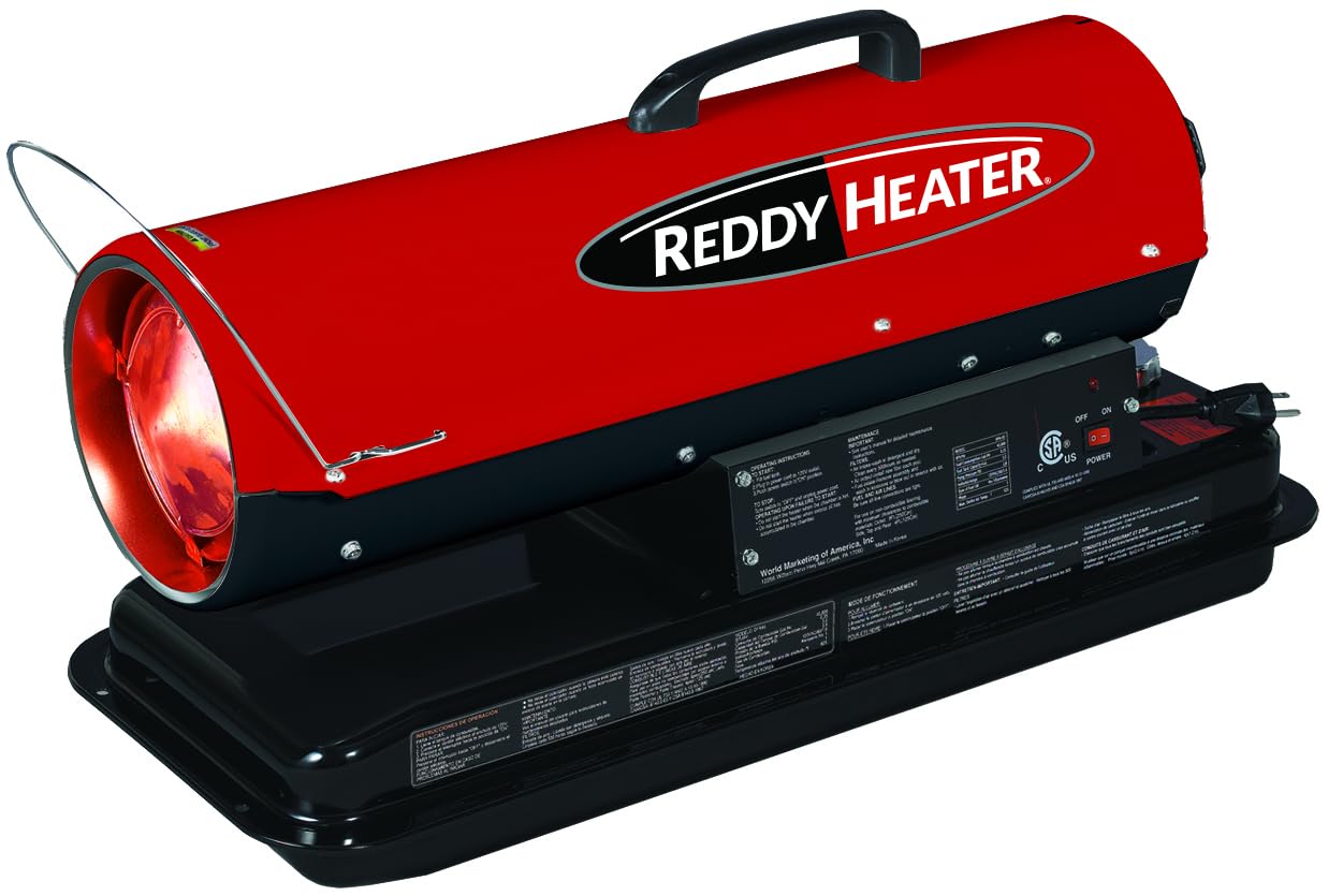 Reddy Heater 50,000 BTU Forced Air Heater, Kerosene Space Heater for Construction, Workshop & Garage Use, Multi-Fuel, 120V, CSA Certified, Portable & Powerful - RFA50
