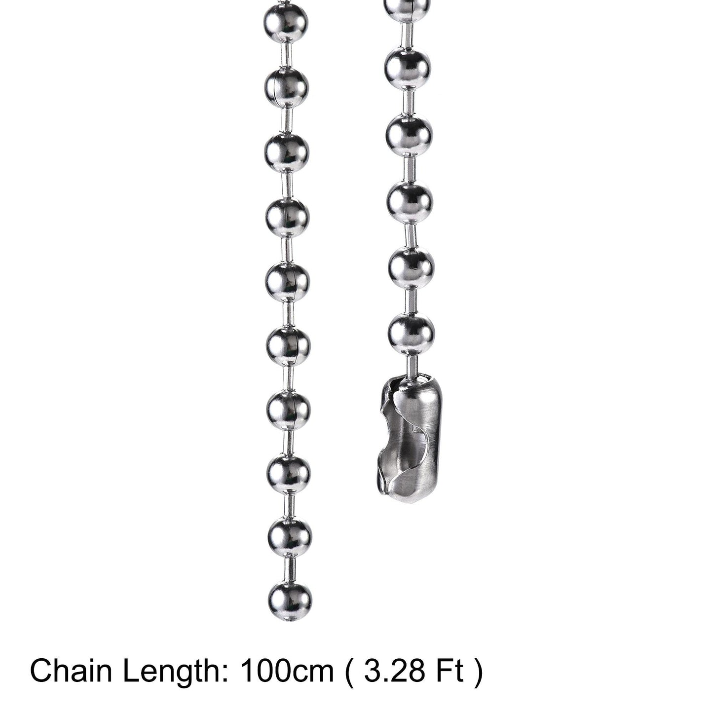 uxcell Pull Chain Extension 3.28 Ft Stainless Steel 6mm Beaded for Light Fan