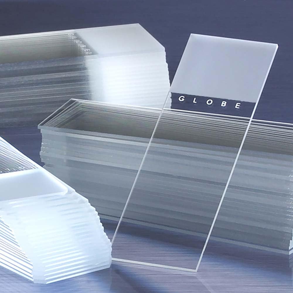 Globe Scientific 1380-30 Microscope Slides, 90 Degree Ground Edges, Frosted, 1 End, 2 Sides, Diamond White Glass, 25 mm x 75 mm Size, 6.5 mm Height, 8.5 mm Wide, 9 mm Length (Pack of 1440)