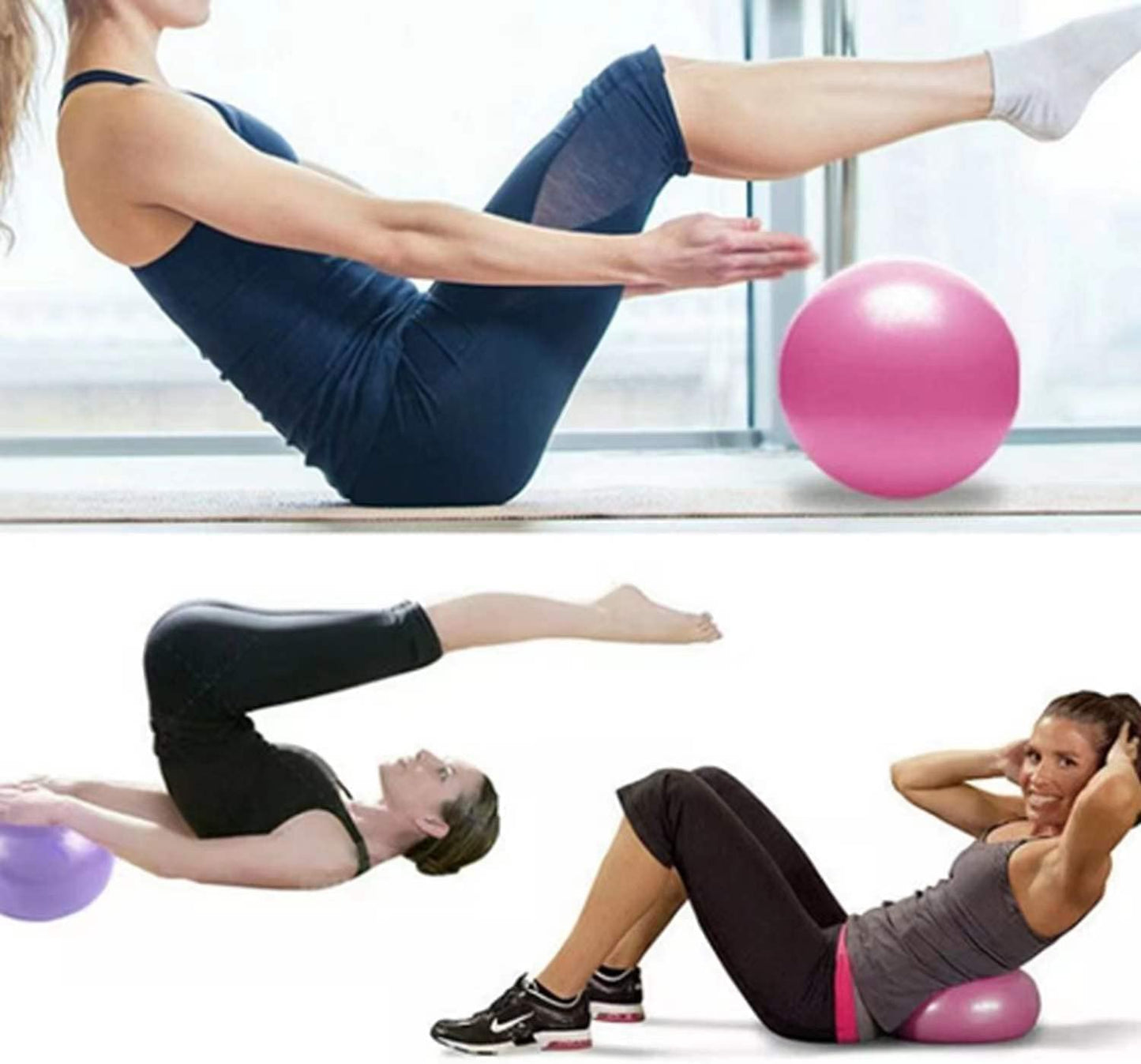 sailupxinyuan Mini Pilates 6 inch Exercise Ball for Yoga,Small Pilates Core Training and Physical Therapy, Improves Balance Home & Gym & Office with Pump(Pink)