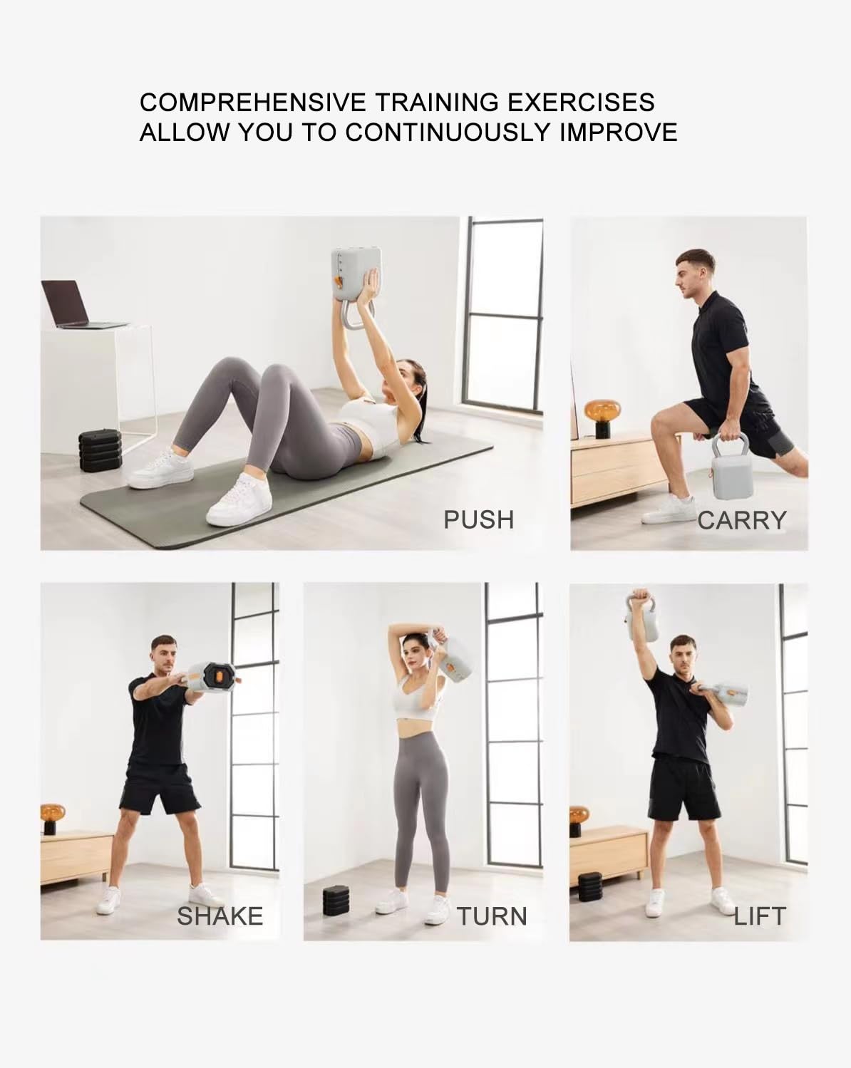Adjustable Kettlebell Set,6-in-1 Quick Weight Change 8.5-40lb, Kettle Grip,Space-Saving Design for Home Gym Combo, Suitable for Strength Training