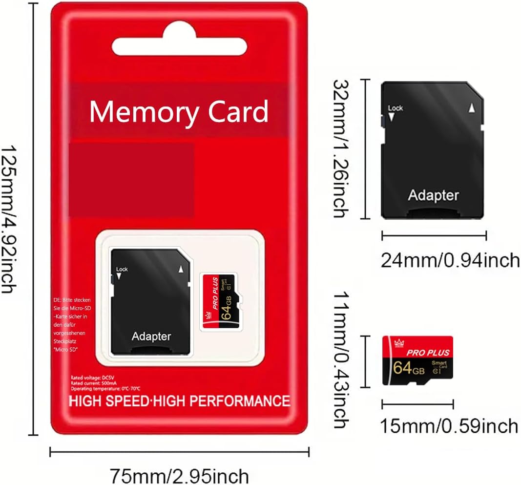 Bliksem 3 Pack 64GB C10 A1 (64GB-3 Pack) Memory Card with Adapter, High Speed TF Card, UHS-I Memory TF Card
