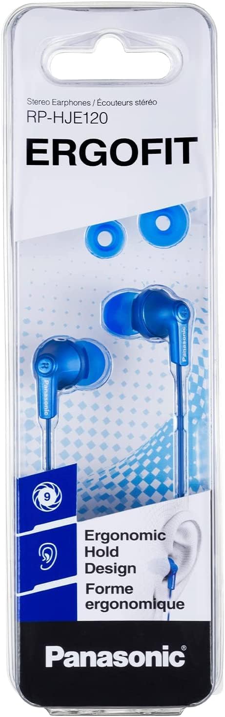 3.5mm RP-HJE120-AA Panasonic ErgoFit Wired Earbuds, Jack in-Ear Headphones with Dynamic Crystal-Clear Sound and Soft