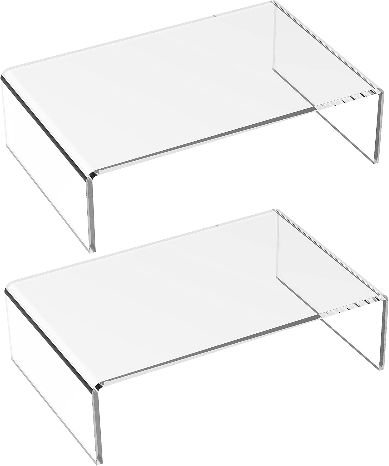 2 Pack Acrylic Monitor Stand Riser Clear Computer Monitor Stand for Laptop PC Printer Computer Riser Acrylic Tray