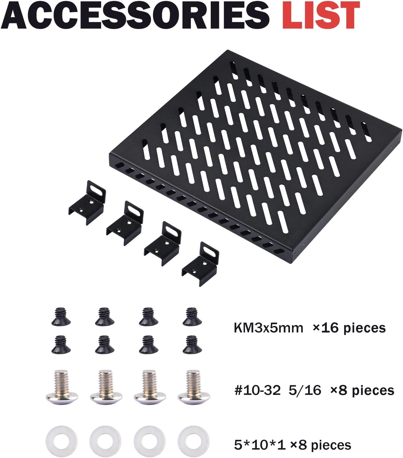 GeeekPi 10 inch 0.5U T1/T0 10inch 55LBS High Duty Vented Rack Shelf for DeskPi RackMate Network Cabinet/ Server Rack