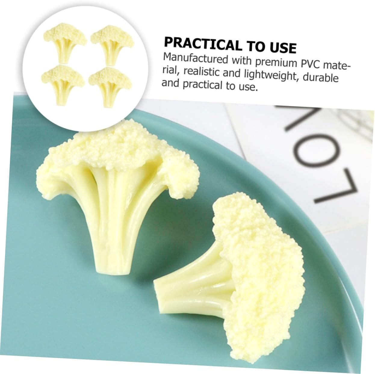 4Pcs DECHOUS Artificial Cauliflower Vegetable Models Lifelike Simulation Faux Vegetables Decoration Teaching Tools