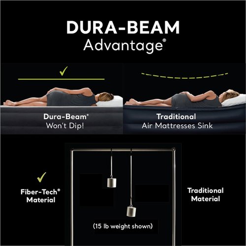 Intex Air Mattress - Dura-Beam Plus Pillow Rest with Built-in Electric Pump | Queen Size, 16.5in Height