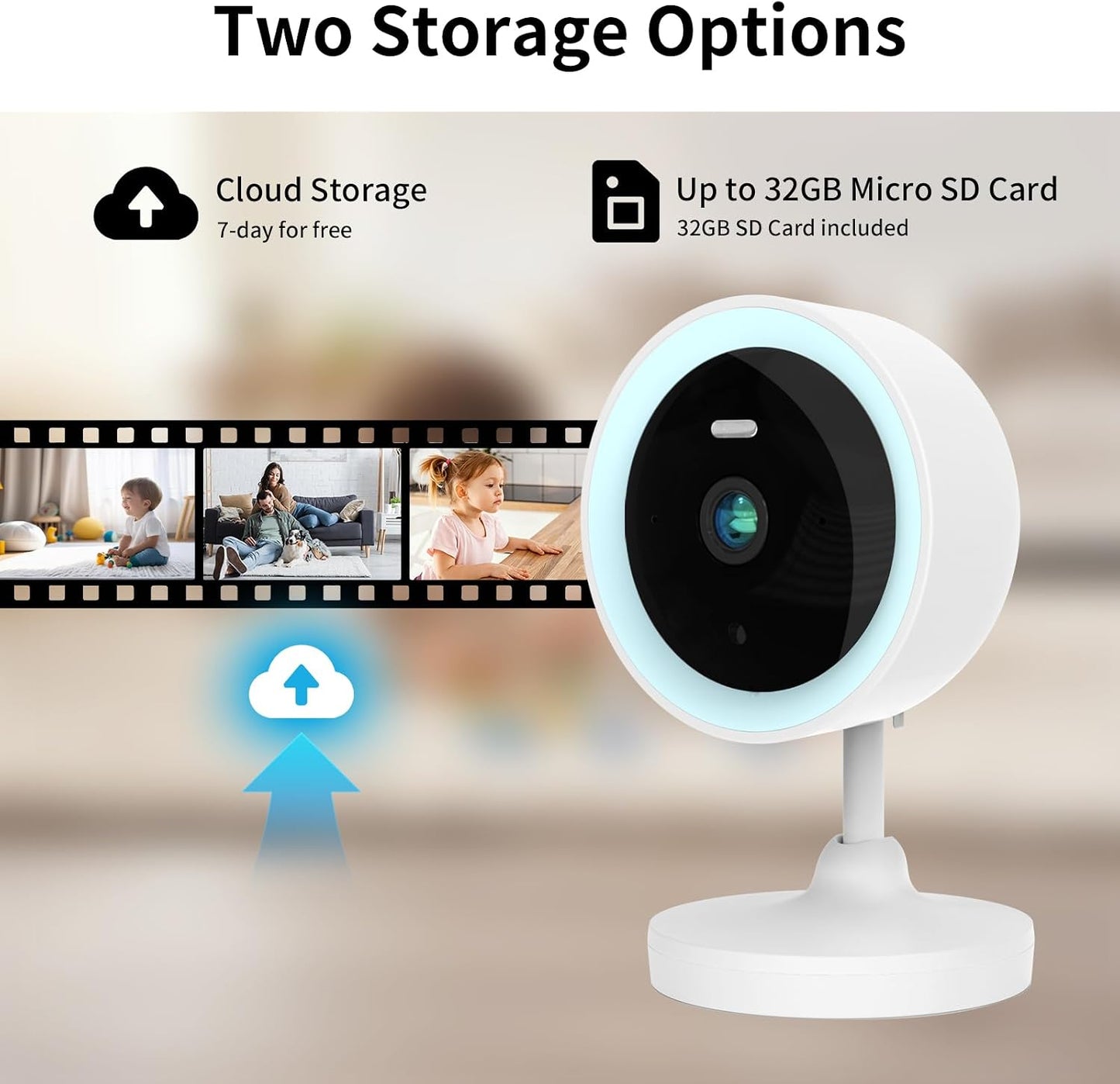 LUMAISLE 2K 3MP 2-Way 2.4G 5G Indoor Security Camera for Baby Monitor, Dog Camera AI Motion Detection, Audio Siren