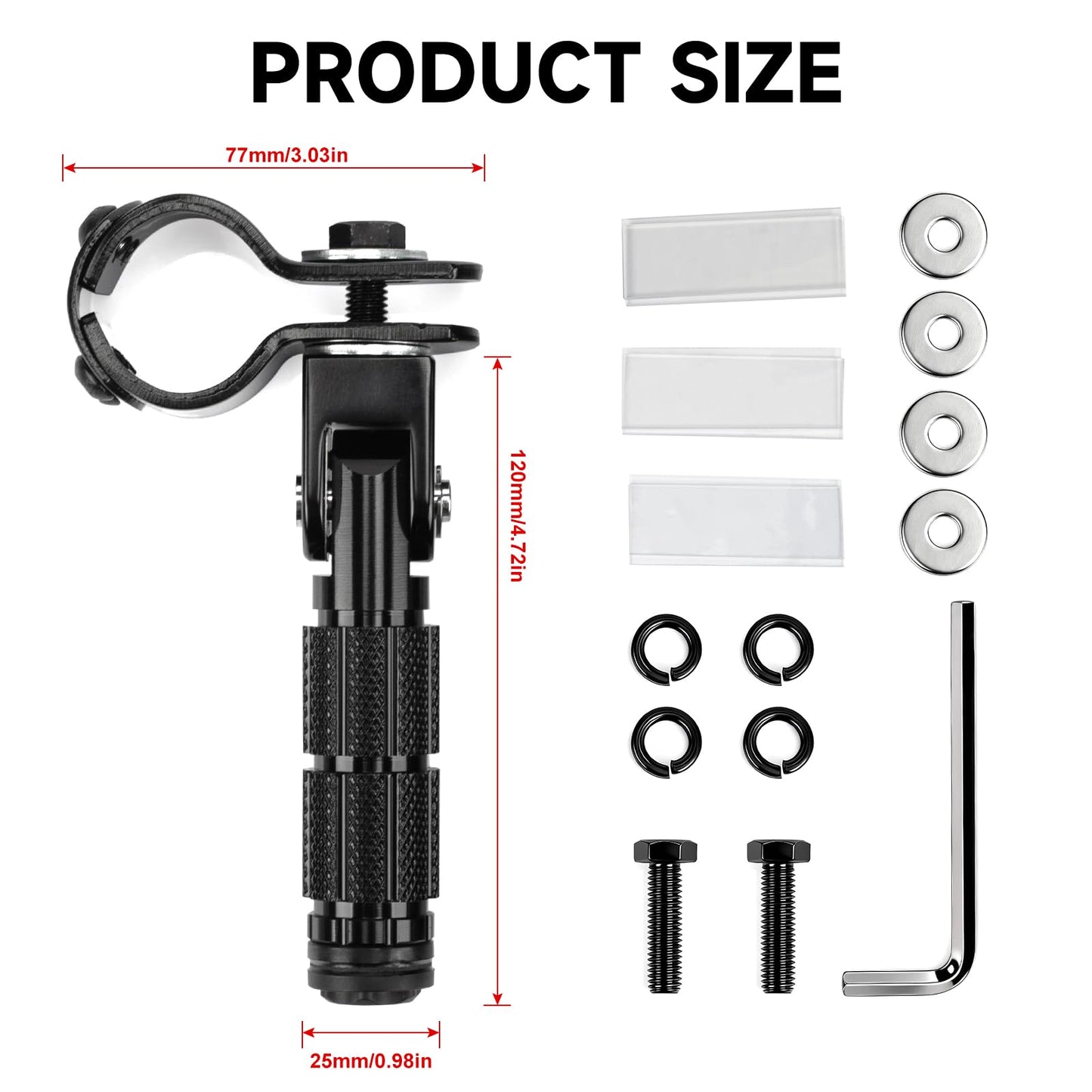 BEAROLNE M8 Motorcycle Foot Pegs CNC Upgraded Foldable Footpegs Anti-Skid Footrest for Yamaha Honda Suzuki Aprilia Electric Car Dirt Pit Bike Motorbike Mini Bike Passenger Pedals (Black)