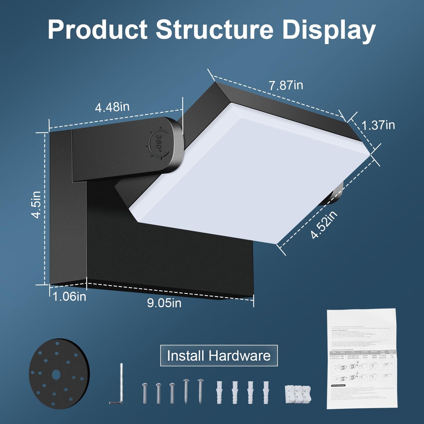 Dream Eeve 60W LED Outdoor Wall Lights 360° Rotatable LED Flood Lights Modern Commercial Security 5000K IP65 Waterporof Wall Mounted Light for Garage Yard Porch 4 Pack
