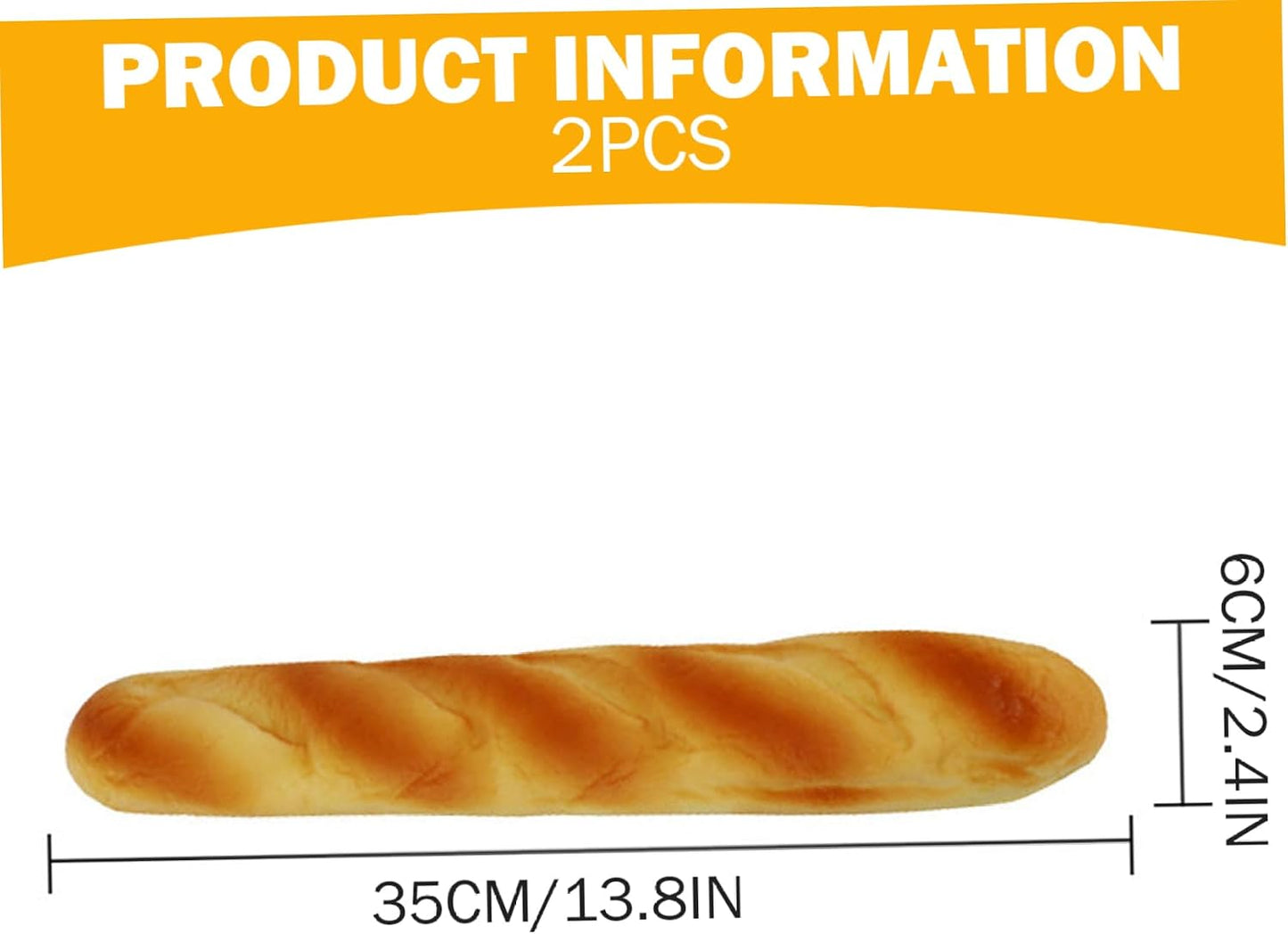 HDBHSBE 2PCS 13.8x2.4in French Bread Bread, PU Realistic Long Artificial, Bake for Display, Photography Props, Bakery