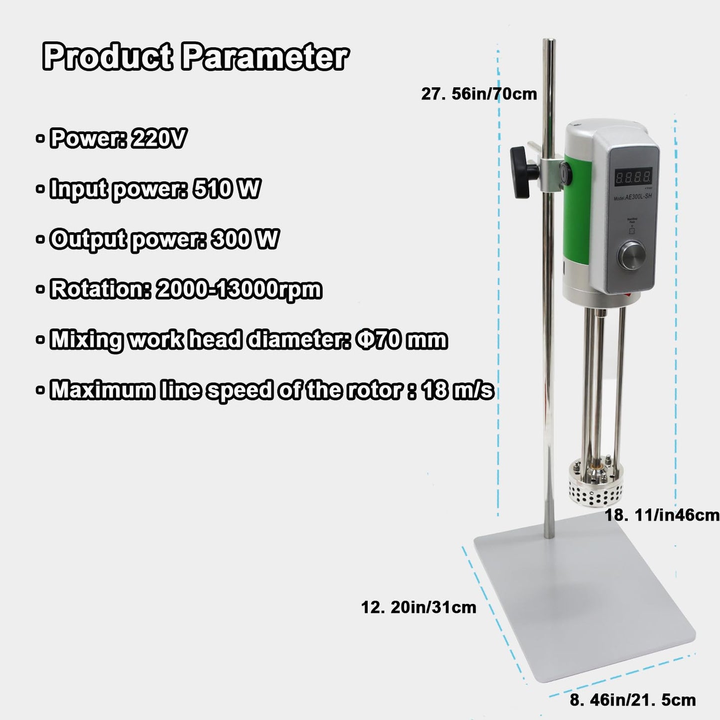 300W High Shear Homogenizer 220V 2000-13000rpm Digital High Shear Mixer Emulsification Machine Emulsion Homogenize Dispersion Machine with Stainless Steel Stirring Device Lab Homogenizer Emulsifier