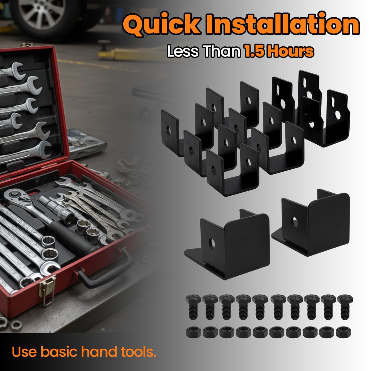 For 2014-2018 Chevy Silverado GMC Sierra Crew Cab Rear Seat Lift Kit, 2.5 Inch Height Increase, Black Steel Brackets for Added Storage & Audio System Space