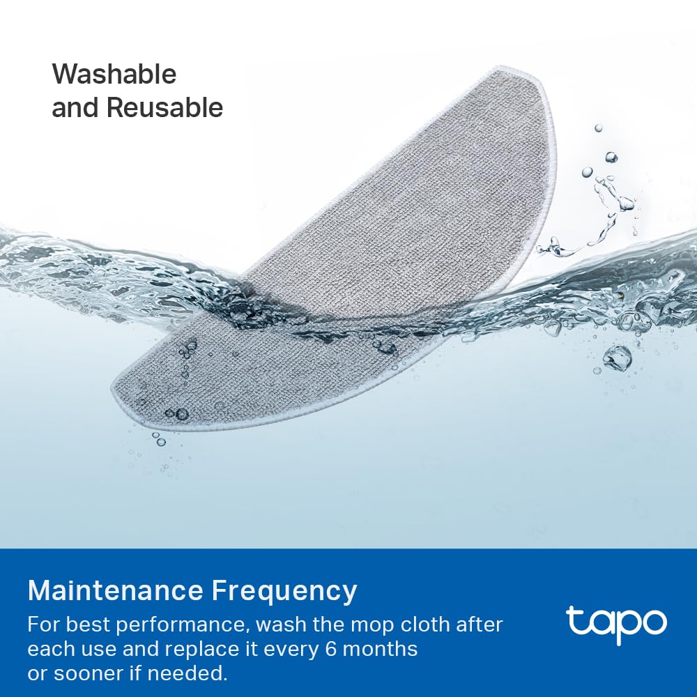 Tapo Washable Mop Cloth Replacement, Comes with Easy to Replace 5x Washable Mop Cloths, Compatible with Tapo RV30 Max Plus, Tapo RV30 Max, Tapo RV20 Max Plus, and Tapo RV20 Max Plus