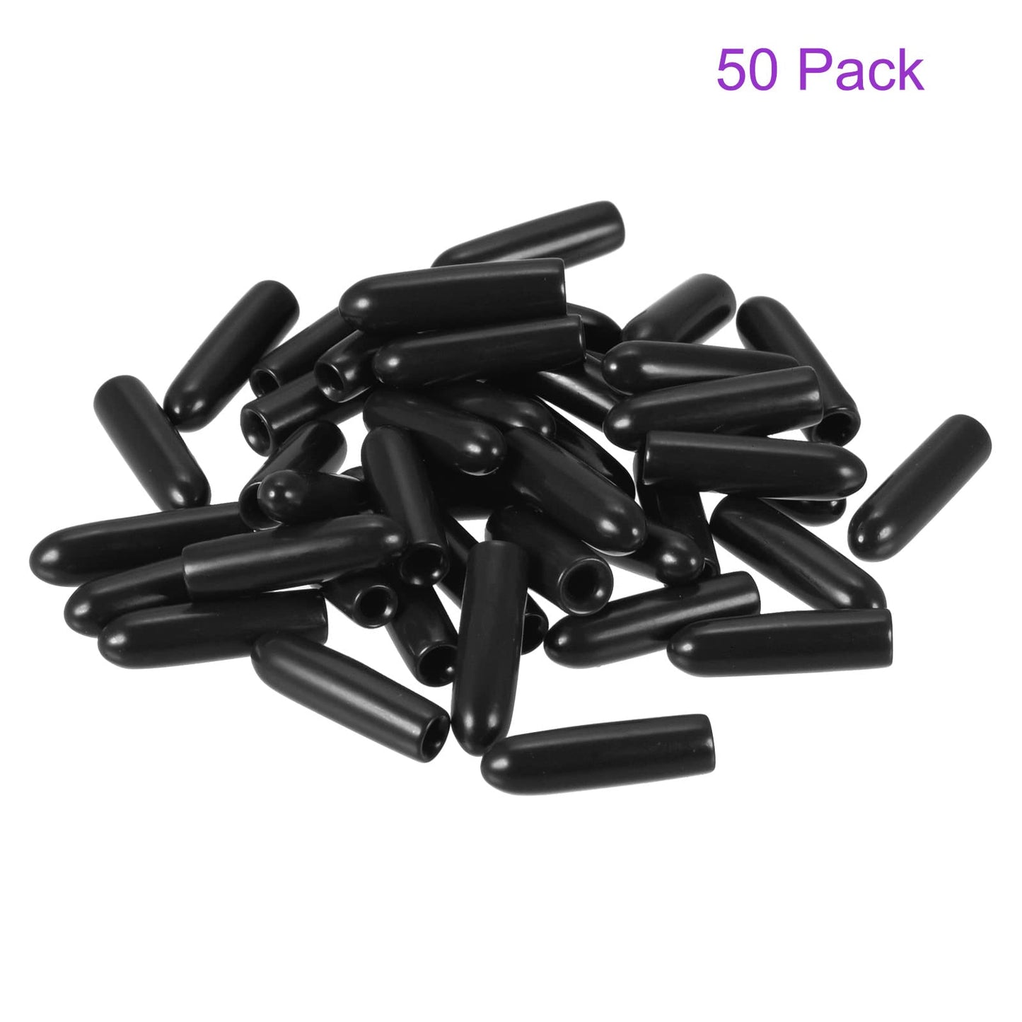 DMiotech 50 Pack 3/32" ID Black Screw Thread Protectors Rubber End Caps Bolt Covers for Screw Bolt Furniture Pipe