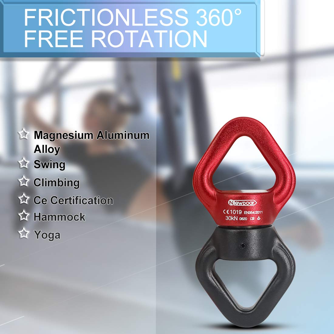 NewDoar Swing Swivel,30KN CE Certified Micro Rotator Swivel Device for Swing Aerial Dance/Yoga/Swing/Hanging Hammock/Rock Climbing Tree Arborist(Red/Black)
