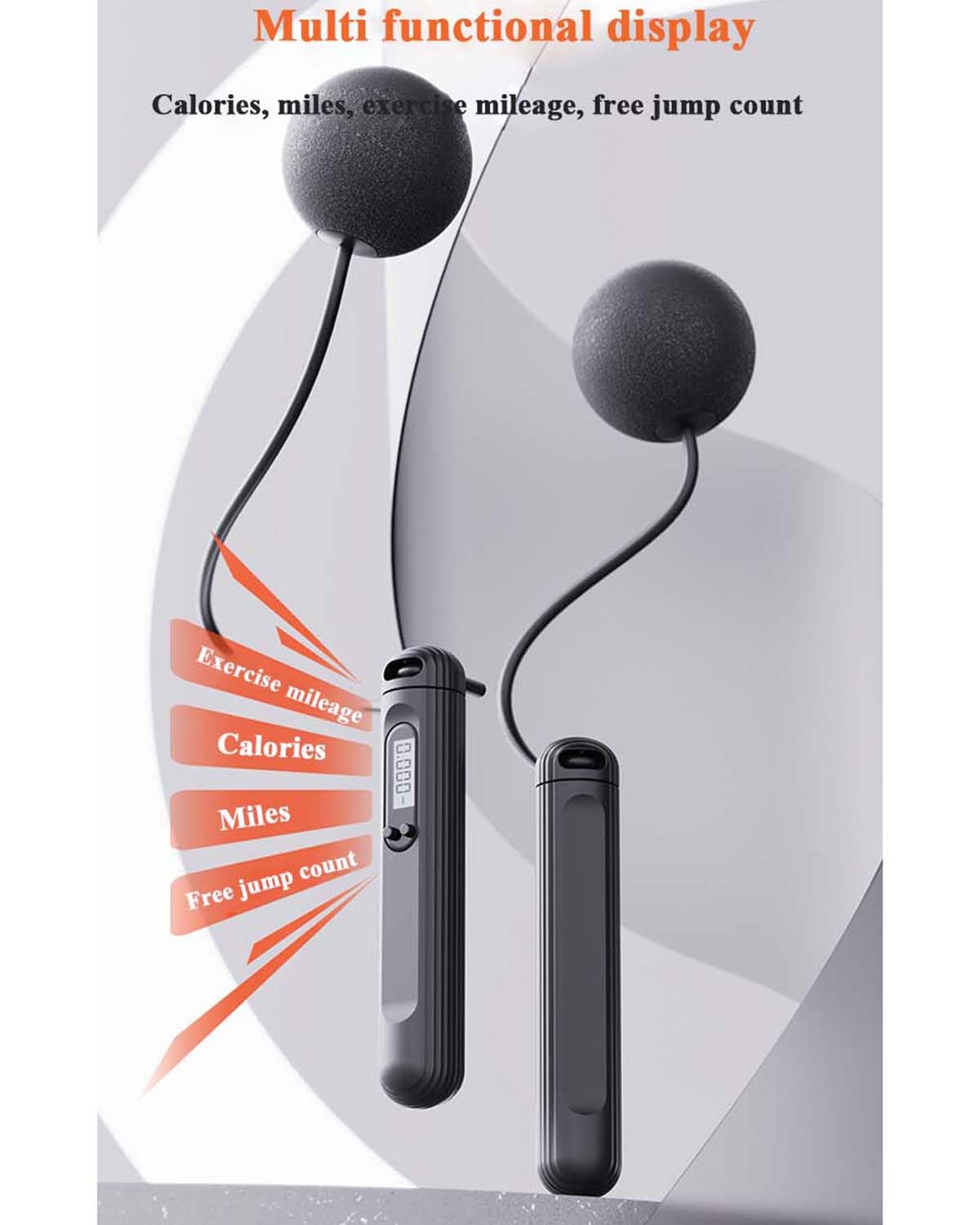 Cordless Jump Rope with Counter for Fitness - Adjustable Smart Skipping Rope For Men Women Kids Outdoor Speed Boxing Crossfit Workout Exercise Cardio (Orange)