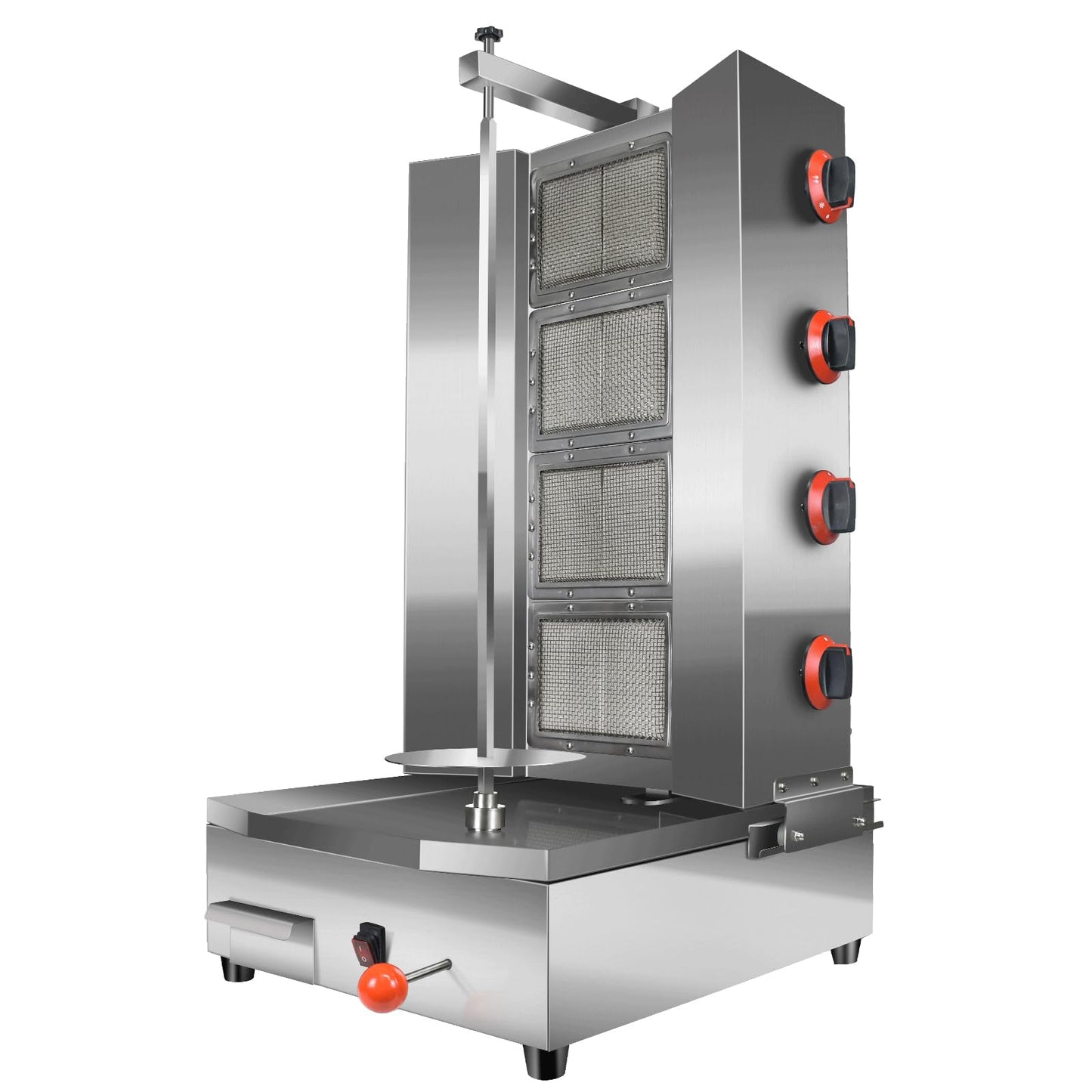 Li Zhen 4 Burners Shawarma Grill Machine Commercial Large Rotisserie Grill Kebab Vertical Rotisserie Propane Turkish Chicken Doner Kebab Broiler for Kitchen Restaurant