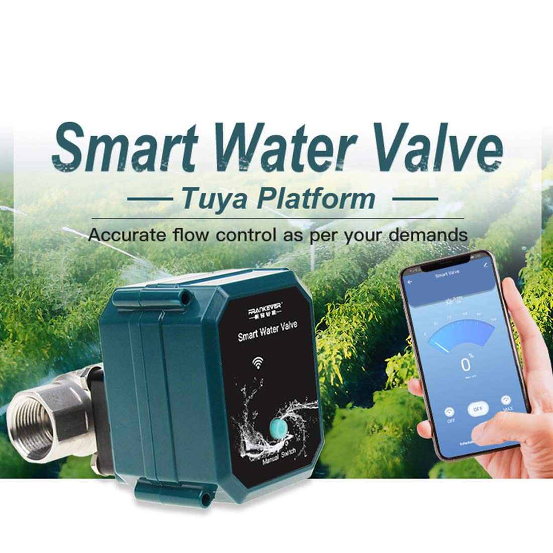 FRANKEVER DN15 Smart Water Valve WiFi Remote Control Faucet Timer for Hose Compatible with Alexa, Google Home (WiFi (1/2"))
