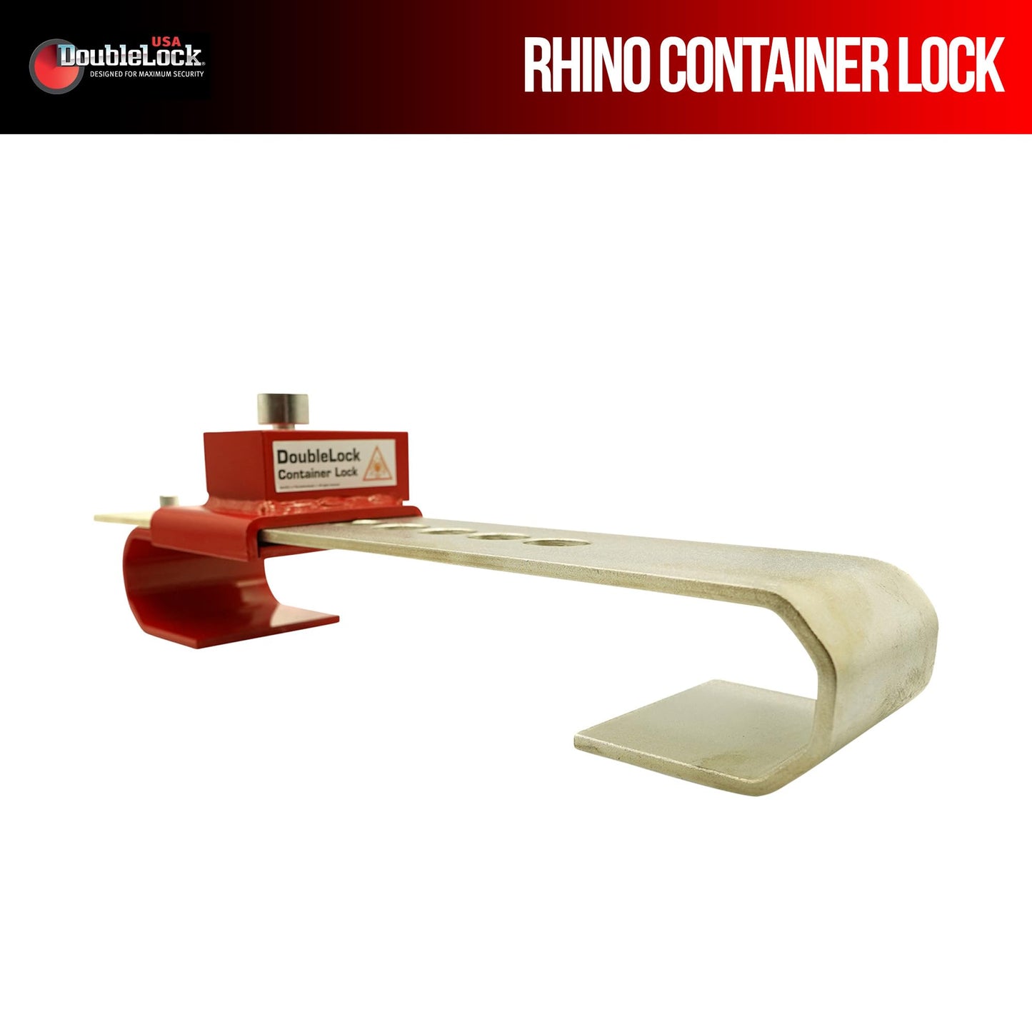 DoubleLock Rhino Ultra-Duty Container Security –(Expandable) High-Visibility Red Anti-Theft Device for Trailers, Storage Units, and Trailers. Cargo, Freight, Fence, Storage Lock.