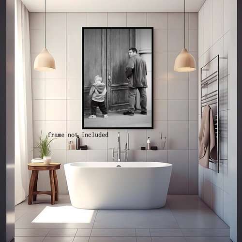 Big Daddy Bathroom Canvas Wall Art - Humorous Black and White Movie Poster | 8x12 Inch Unframed Decor