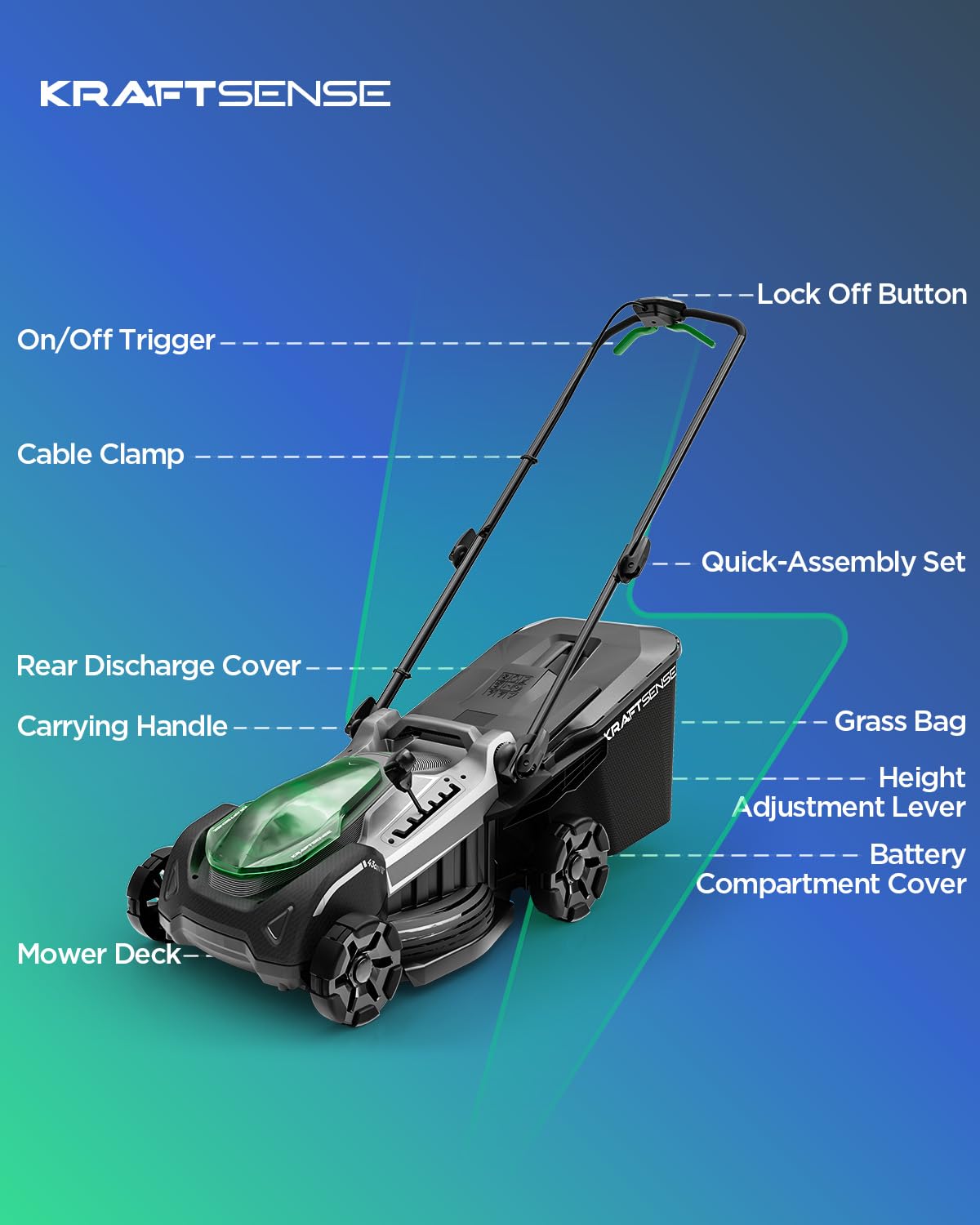 18" Electric Lawn Mower, 40V Cordless Lawn Mower with 2x8.0Ah Batteries & Charger, Brushless Motor, 2-in-1 Mulching & Bagging, 6-Position Height Adjustment, for Medium Yards