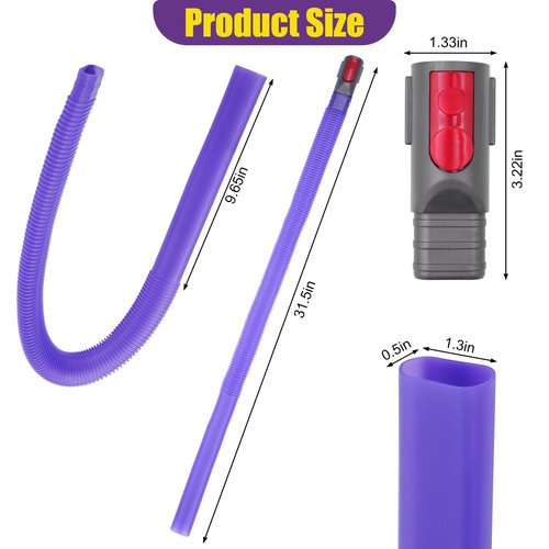 Buhobha Vacuum Crevice Cleaning Attachment Set, 34" Bendable Hose, Fits Dyson V7 V8 V10 V11 V15 GEN5, Dryer Vent Lint Remover, Car Detailing, Home Gap Cleaning