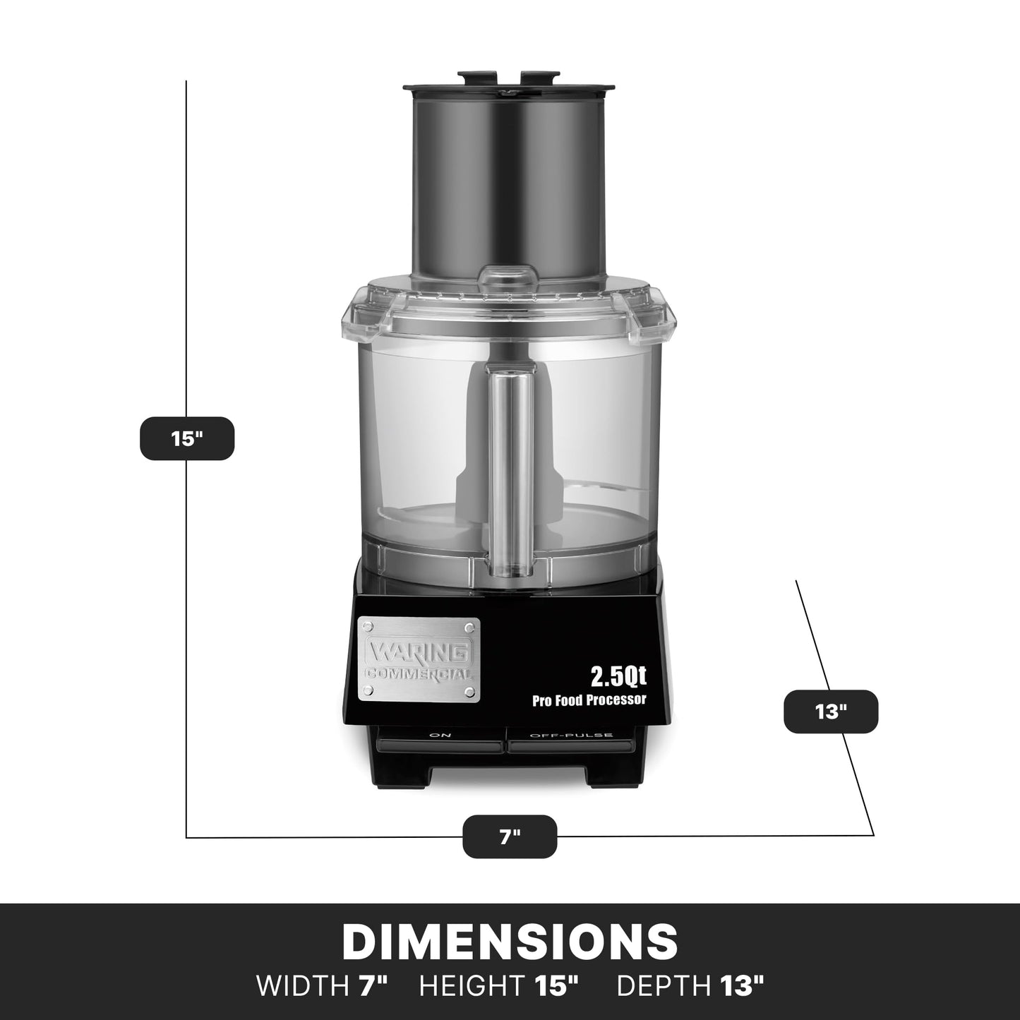 Waring Commercial WFP11S 2.5 Quart Food Processor, 3/4 HP Motor, Extra Large Feed Tube, Patented LiquiLock Seal Bowl System, Includes Grating, Shredding, Slicing, Whipping Disc and a Standard S blade for Chopping, Pureeing, and Emulsyfying, 120V, 5-15 Pha