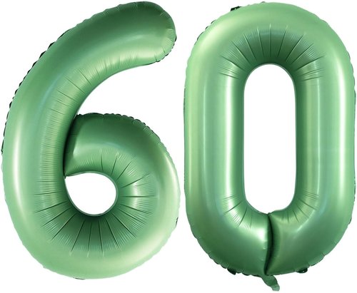 GOER Jumbo 42-Inch Sage Green Foil Balloons - Perfect for 60th Birthday Party Decorations