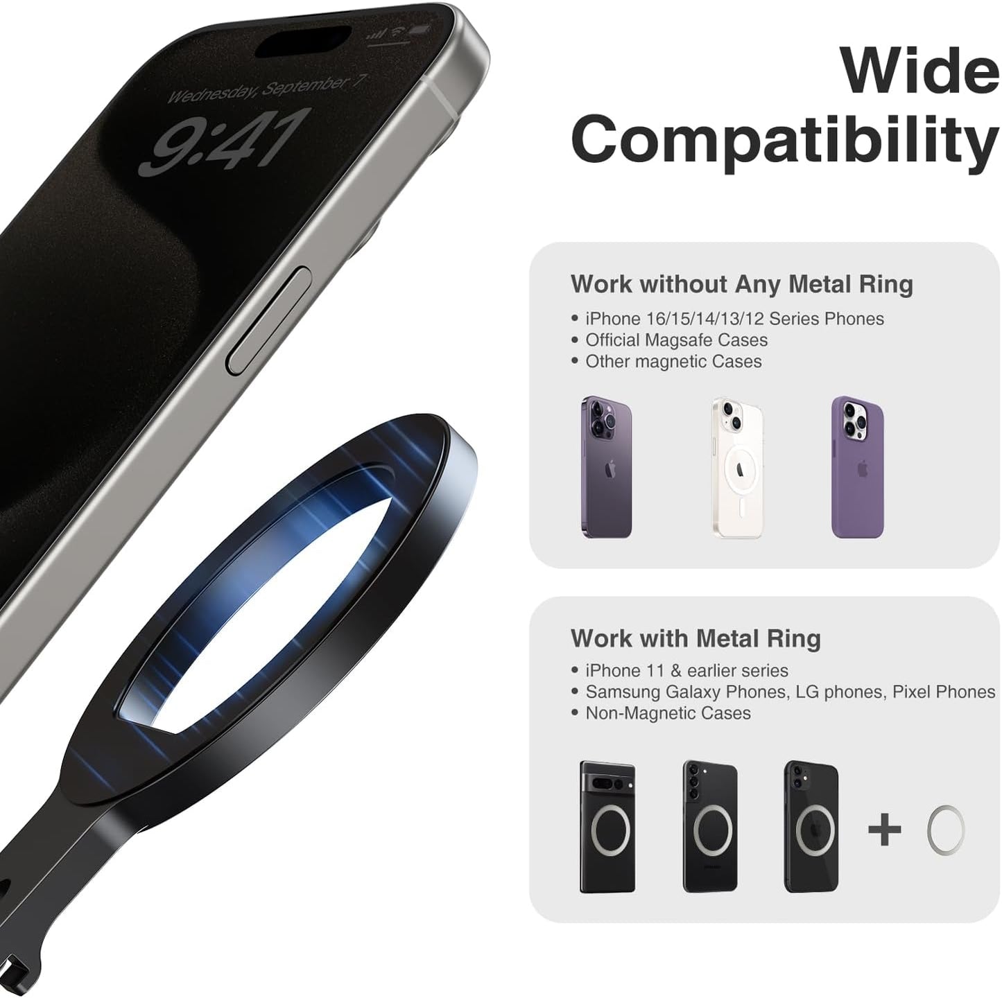 elitehood 1/4" 16 15 14 13 Aluminum Magsafe Tripod Phone Mount, Compact Phone Holder for Tripod with Arca Swiss Quick