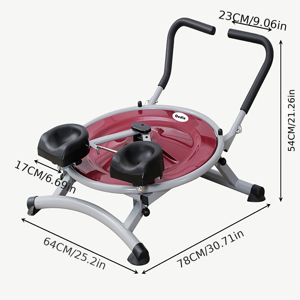 Ocdin Ab Circle Pro Abdominal Trainer, Core Workout Fitness Equipment with Rotatable Kneeling Pad for Home Gym, Waist, Glutes & Legs Exercise (Red)