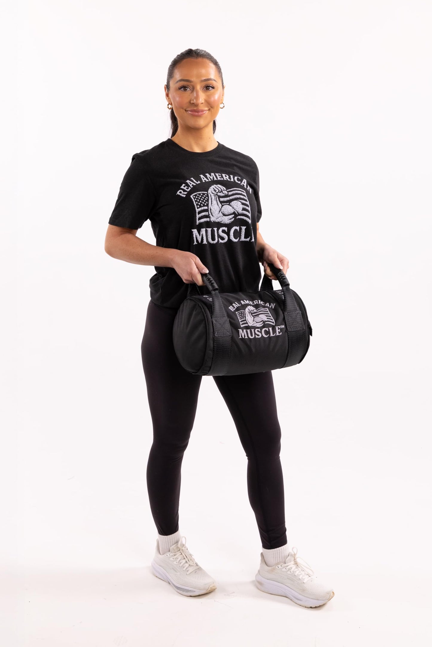 Real American Muscle 50 lb Heavy Duty Weighted Workout Sandbag, Compact 12 Inch Sand Bag for Strength Training, Strongman, Kettlebell Swings, Loaded Carries, Lunges, Squats, HIIT, Functional Fitness