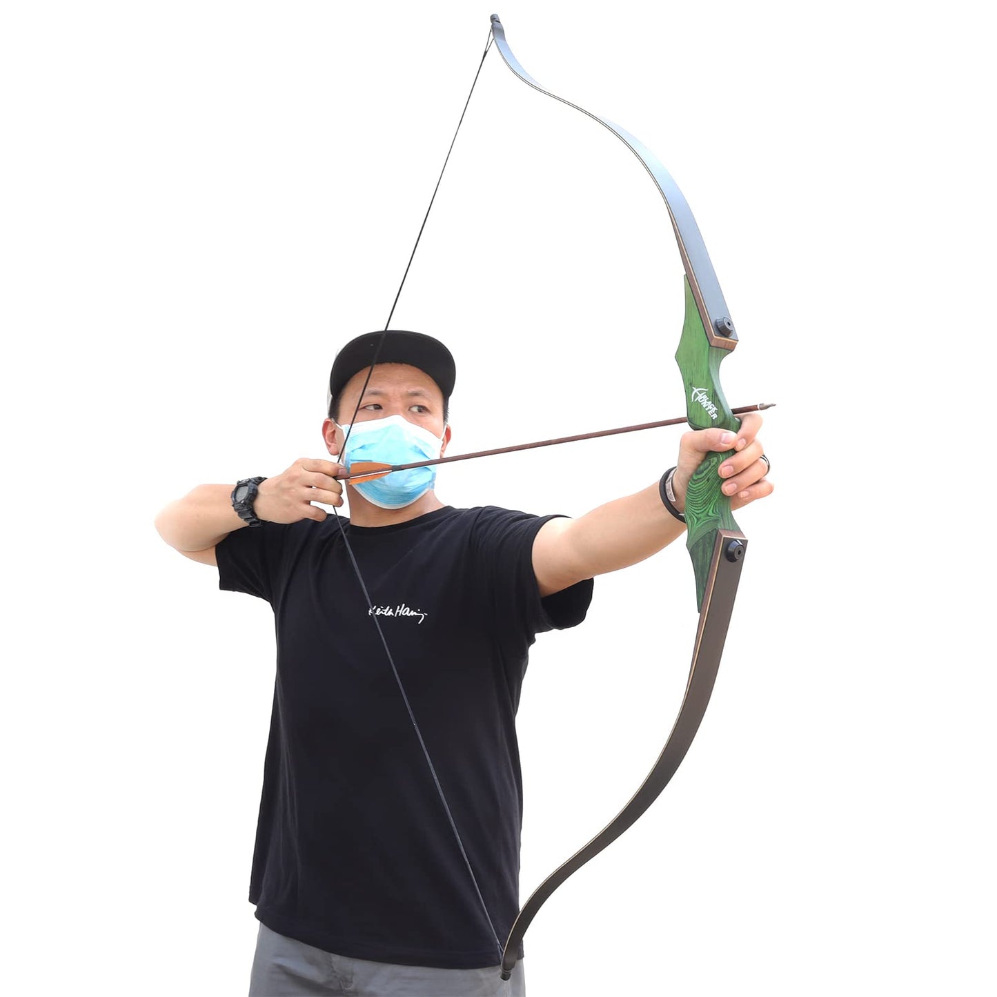 60 Inch Black Hunter Takedown Recurve Bow and Arrow 20-60Lbs Hunting Archery Bow Right Hand Wood Riser Practice Bow for Adult Target Training (25LBS)
