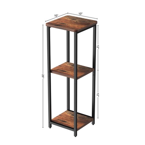 GHIMIGN 10" Wide Square Drink Table with Adjustable Feet - 3-Tier Small Side Table for Apartments, Balcony & Office | Space-Saving, Lightweight & Multi-Functional (Plants, Books, Drinks)