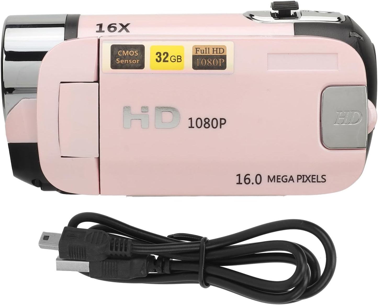 Focket 1080P 16MP 2.4in 16X 1020mAh 32GB Digital Camera, FHD Vlogging Camera with Flip Screen, Digital Zoom, Flash