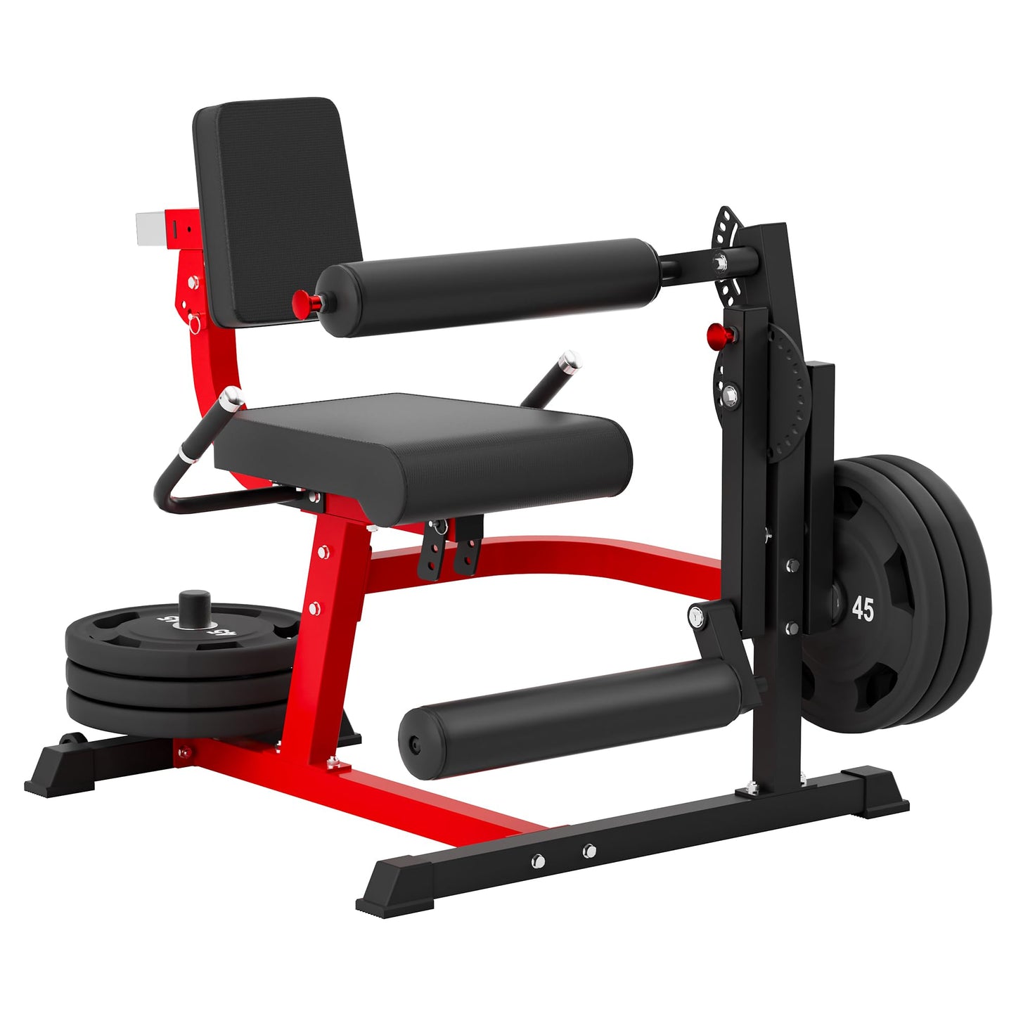 XGEME Leg Extension and Curl Machine, 2-in-1 Seated Lower Body Strength Training Equipment for Home Gym, Adjustable Leg Developer with High-Density Foam Rollers, Fits 1" & 2" Weight Plates