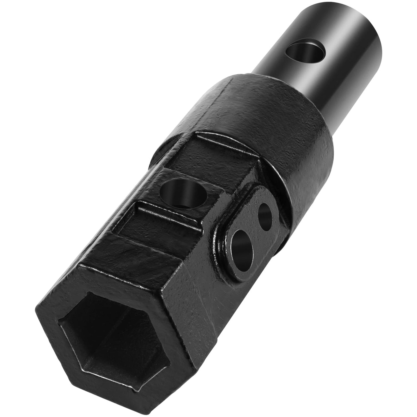 23-058 Heavy Duty Auger Adapter 2” Female Hex to 2-9/16” Male Round Auger Drive Adapter, Skid Steer Post Hole Digger Conversion Coupler, High-Strength Steel Auger Bit Adapter