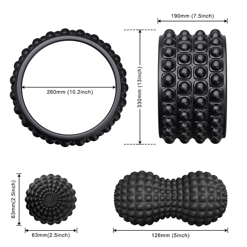 Kipika Back Roller Wheel,Back Stretcher,Back Cracker,Yoga Wheel, Foam Roller for Back Pain Relief and Posture Correction with Massage Ball
