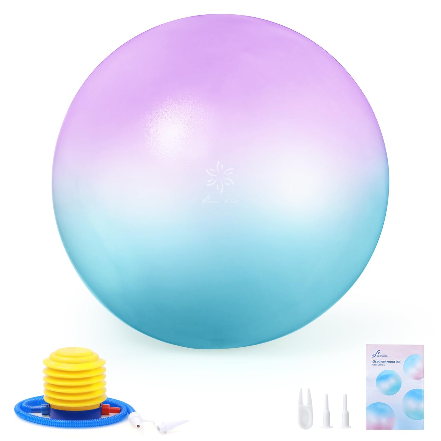 Sportneer Extra Thick Exercise Ball - 25.6''Yoga Ball with Quick Pump - Anti-Burst and Slip Resistant Fitness Ball Chair for Pregnancy and Physical Therapy (Purple Blue)