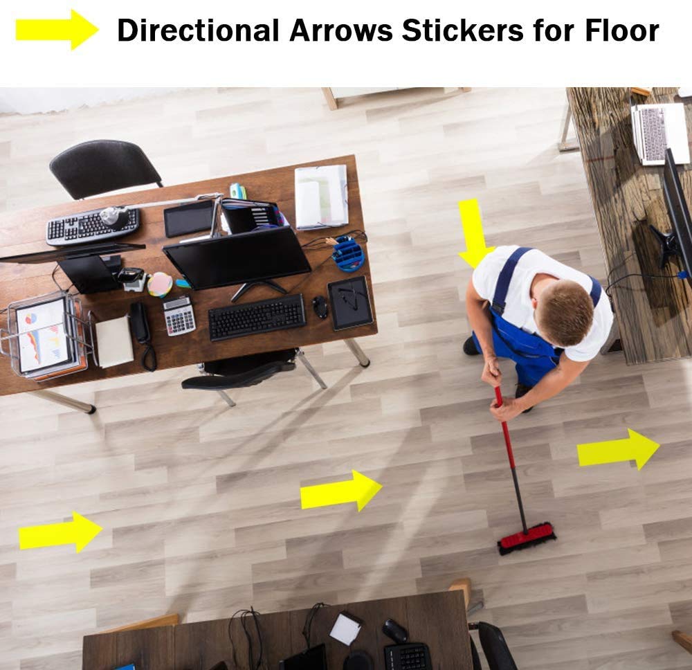 30 Pack - Large 7 Inch Directional Arrow Decal Stickers - Featuring A Floor Safe Removable Adhesive - Perfect for Classroom Sensory Pathways, Special Events and Social Distancing floor markers - Blue