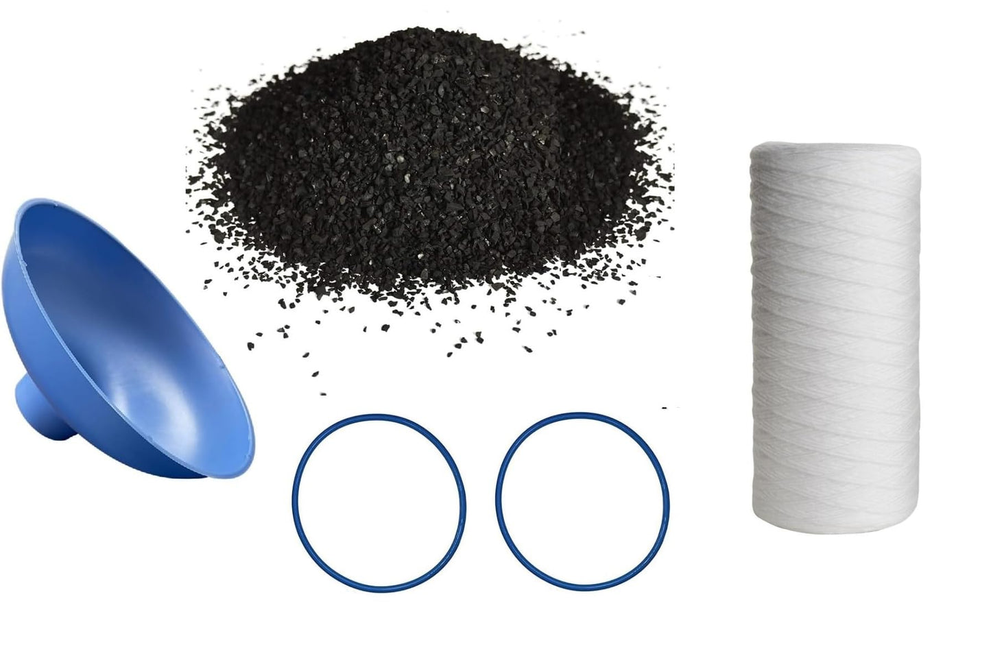 IPW Industries Inc. - Activated Charcoal Water Filter (P-600-P) - Coconut Shell Carbon for Whole House Water Filter System with 5 Micron Sediment Filter, O-Rings & Funnel
