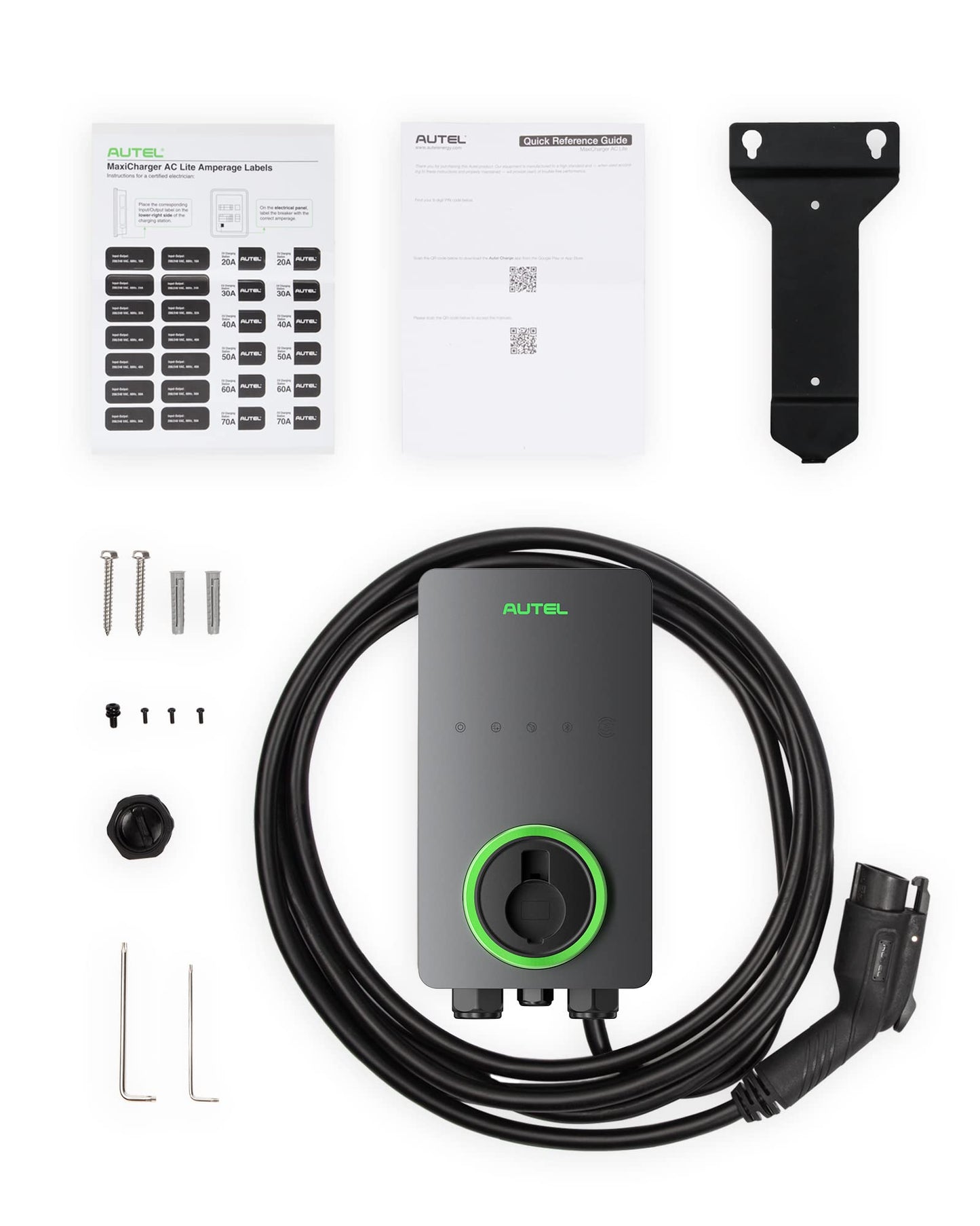 Autel Level 2 EV Charger up to 50Amp, 240V, Indoor/Outdoor Car Charging Station with J1772 Connector, Wi-Fi and Bluetooth Enabled EVSE, 25-Foot Cable, Hardwired, Dark Gray